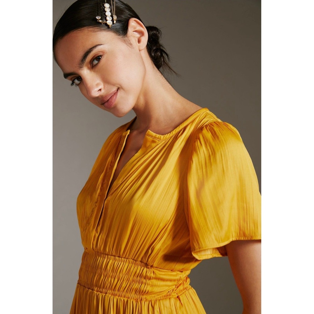Anthropologie Somerset Maxi Dress — Mango — Size M — Silky Satin Feel - Picture 2 of 16